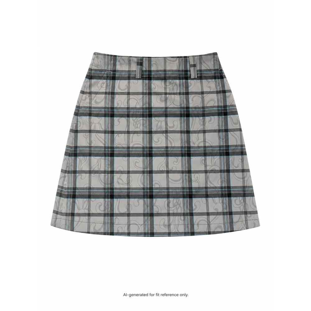 Nike Dri-FIT Plaid Paisley Golf Skort Women 6 Gray Blue